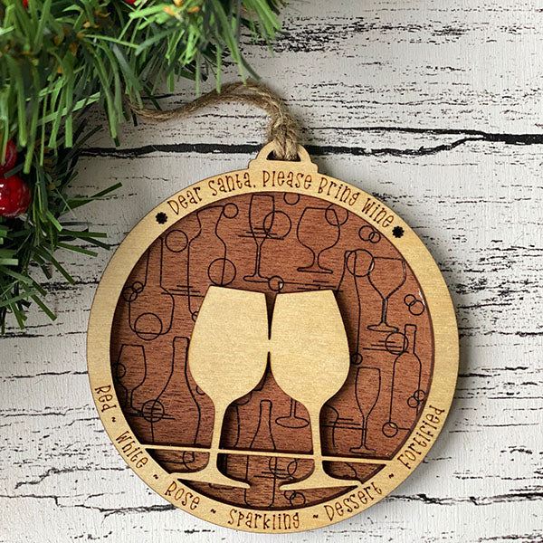 Santa Bring Wine Ornament