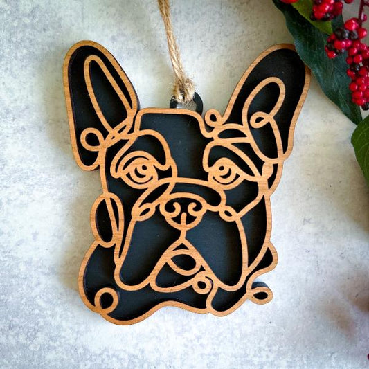 French Bulldog Line Art Ornament or Car Charm