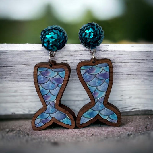 Mermaid Earrings with Sequin Topper